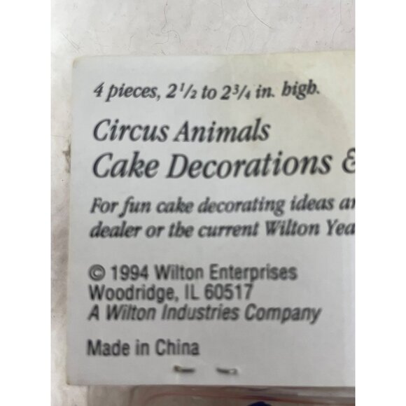 Vintage 1994 Wilton Circus Animals Cake Decorations & Party Favors - Picture 4 of 5